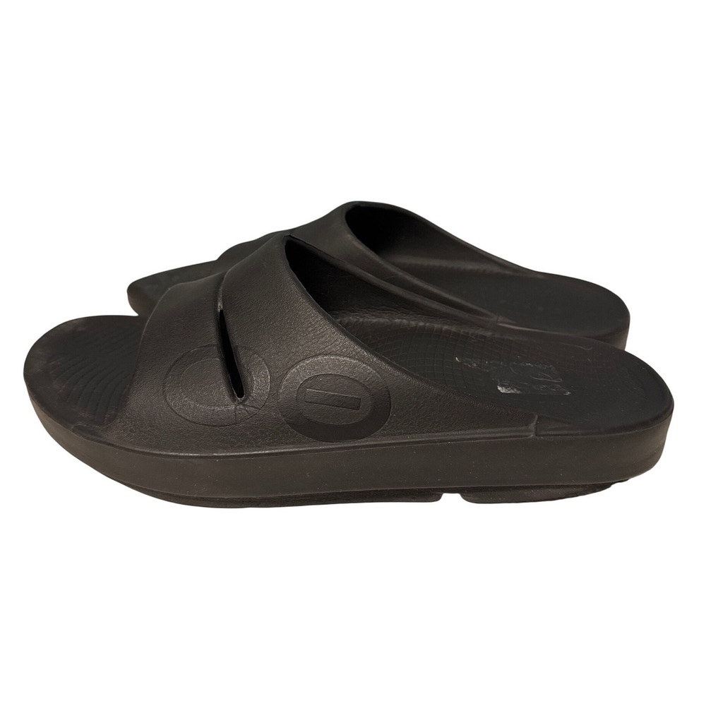 OOFOS OOahh Sport Slide Sandals Black Recovery Shoes Mens 9 Womens 11 EU 42